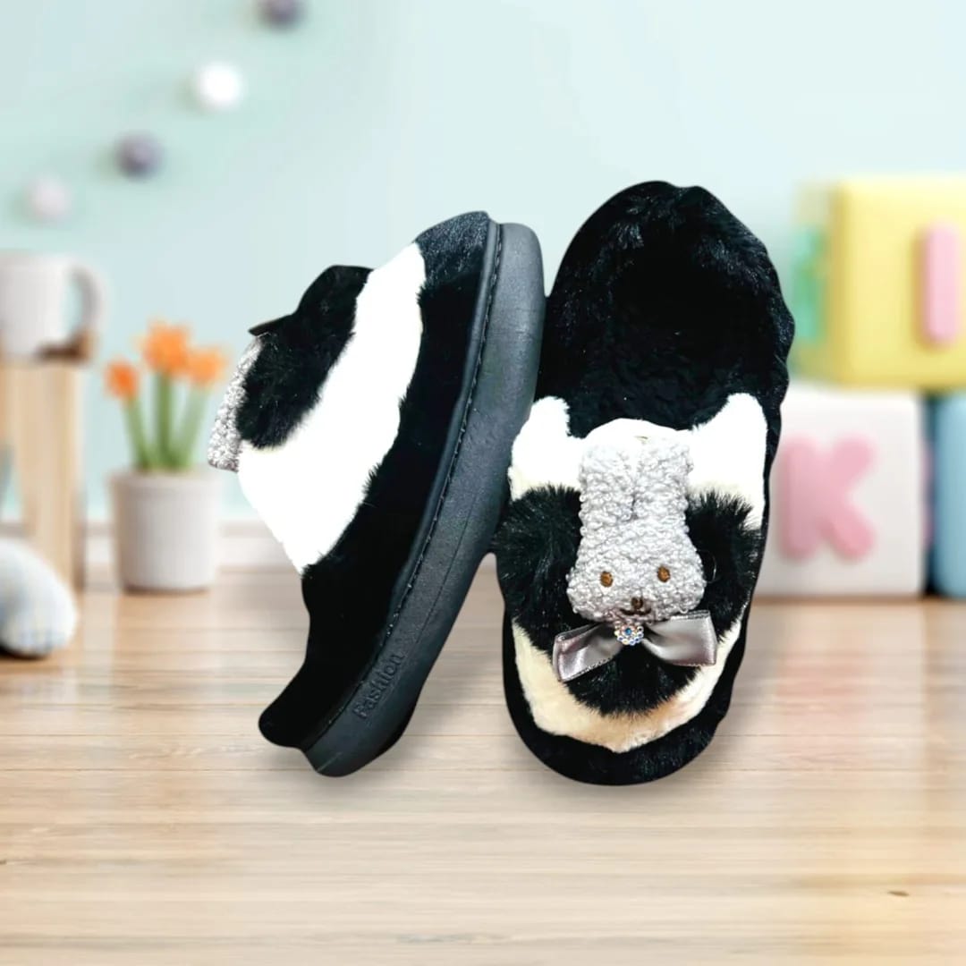 Black Bunny Winter Slippers