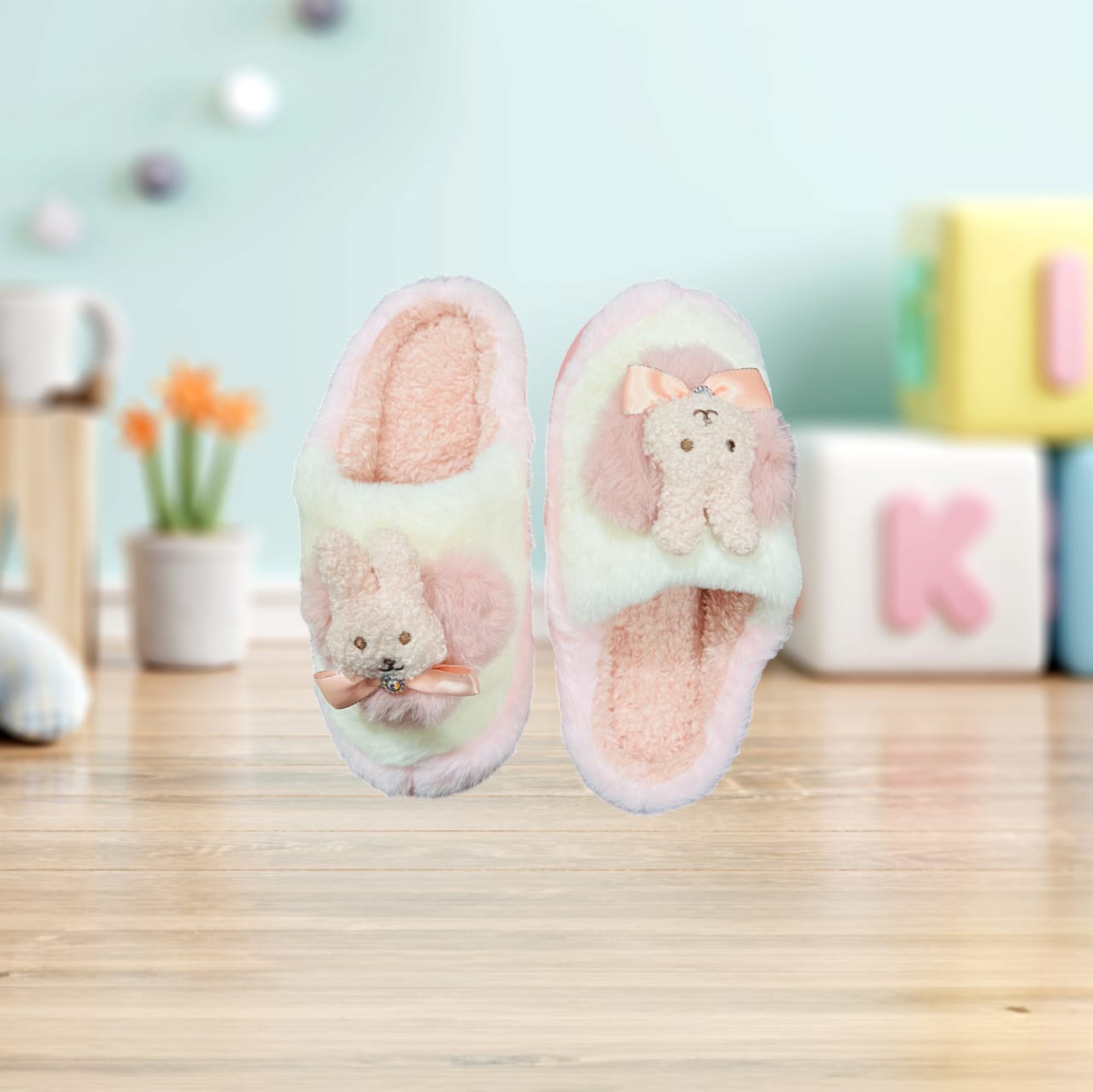 Pink Bunny Winter Slippers