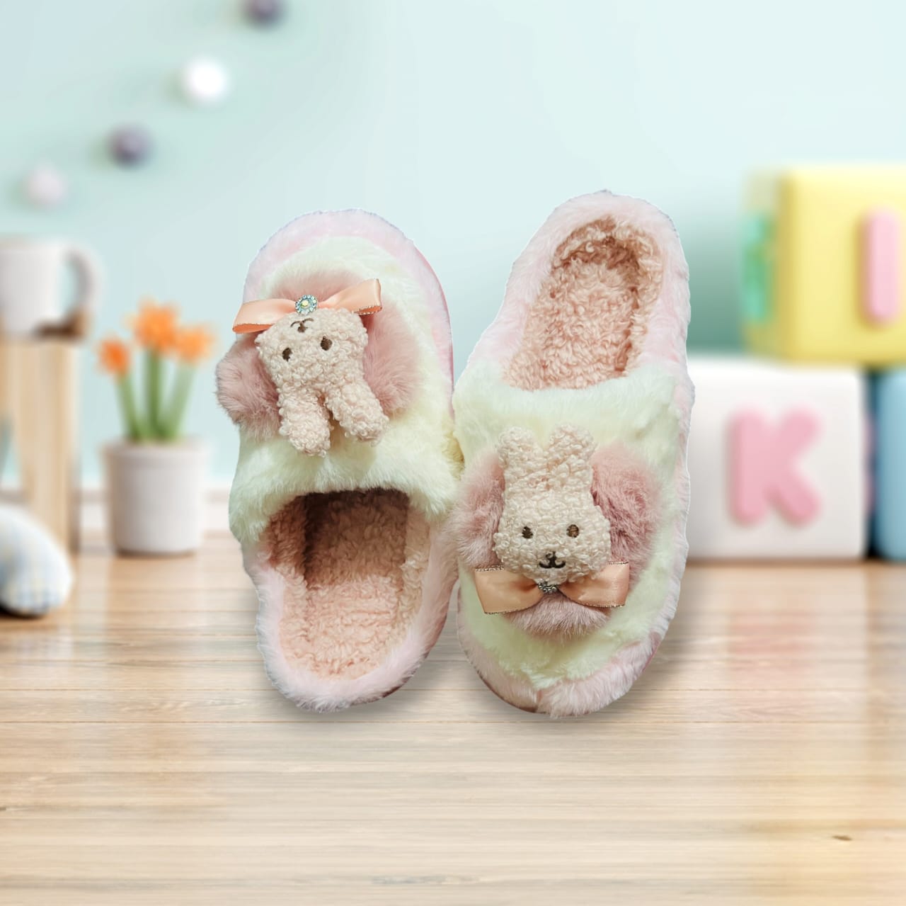 Pink Bunny Winter Slippers